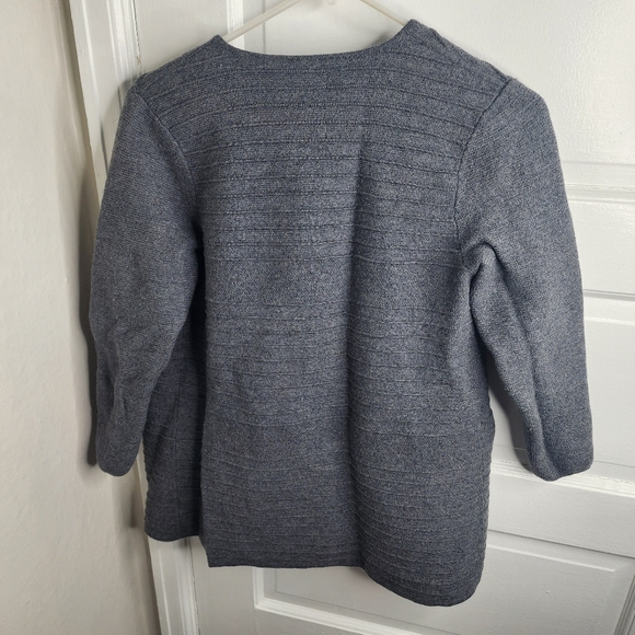 Talbots merino wool fringe Gray cardigan Large - Picture 3 of 6